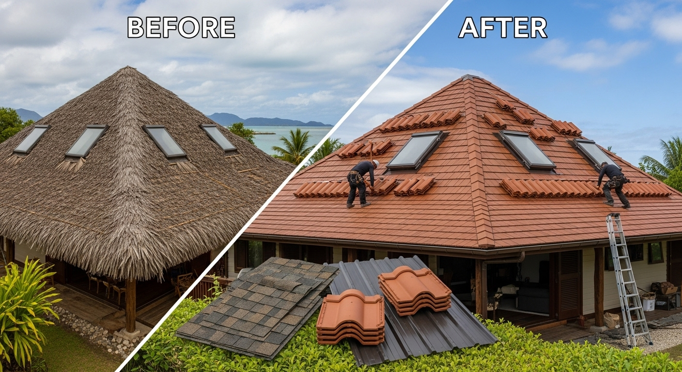 Changement de couverture de toiture à Tahiti